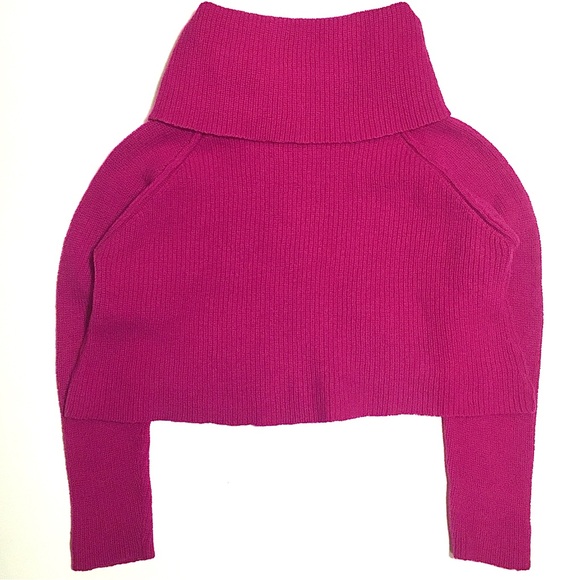 Crea Concept Cowl Neck Sweater Wool Pullover Cropped Boxy Crop Magenta Pink 40 - Picture 2 of 16